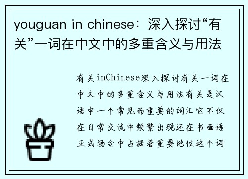 youguan in chinese：深入探讨“有关”一词在中文中的多重含义与用法